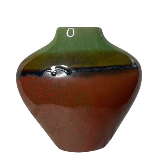 Southwestern Style Ceramic Bulb Vase Drip Glazed Decorative Retro Home Decor - Picture 1 of 6